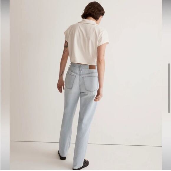 Madewell The Slouchy Boyjean  Distressed Light Wash Size 29 Petite - Picture 2 of 13
